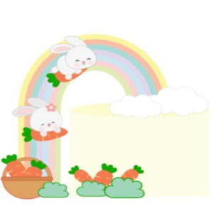 Topo de Bolo Coelhos Arco Iris Camadas - Arquivo Digital