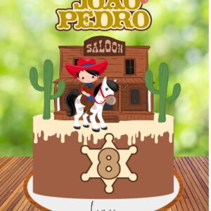Topo de Bolo Cowboy Arquivo de Corte Studio/PDF