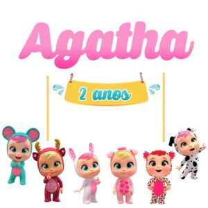 Topo de Bolo Cry Babies com Nome e Idade - Arquivo Digital