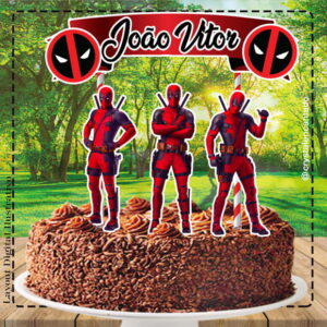 Topo de Bolo Deadpool - Ref 1353 - Arquivo Digital