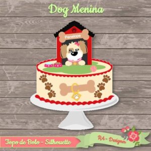 Topo de Bolo Dog Menina