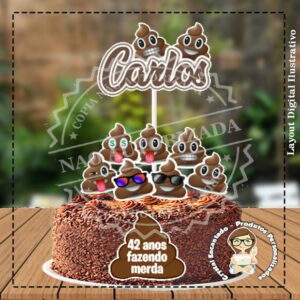 Topo de Bolo Emoji Coco - Ref 3199 Arquivo Digital