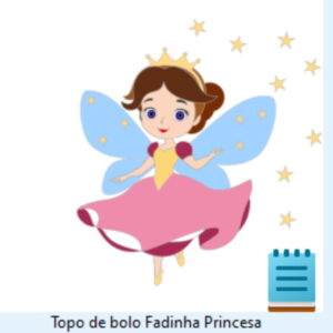 Topo de Bolo Fadinha Princesa-artes em Studio 0408