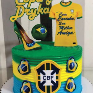 Topo de Bolo Feminino Brasil Copa do Mundo Futebol Arquivo D