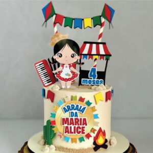 Topo de Bolo Festa Junina Menina Caipira