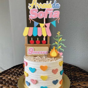 Topo de Bolo Festa Junina Rosa