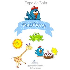 Topo de Bolo Galinha Pintadinha com Nome - Arquivo Digital