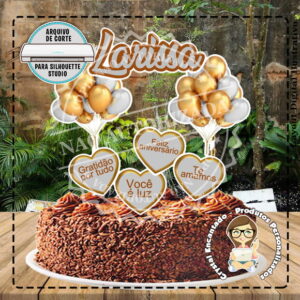 Topo de Bolo Gratidao Dourado e Prata - 0972 Arquivo Digital