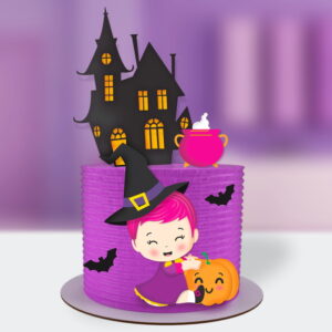 Topo de Bolo Halloween Menina Baby Rosa - Arquivo de Corte