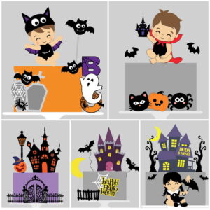Topo de Bolo Infantil Camadas Tema Halloween 5 Arquivos