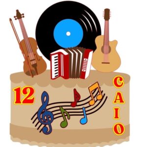 Topo de Bolo Instrumentos Musicais + 4 Arquivos Sua Escolha