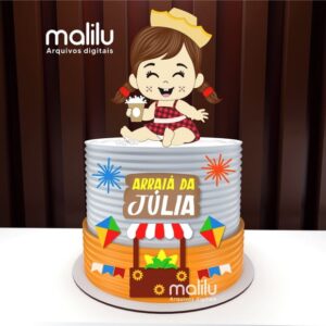 Topo de Bolo Junino Menina Camadas 3d Arquivo de Corte