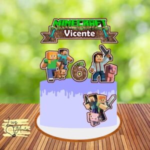 Topo de Bolo Minecraft Arquivo de Corte Studio/PDF