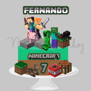 Topo de Bolo - Minecraft com Caixinhas - Arquivo de Corte