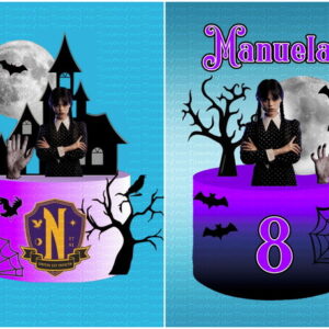 Topo de Bolo (não Camadas) Wandinha Halloween