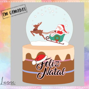 Topo de Bolo Natal 12 - Arquivo de Corte Studio/PDF