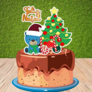 Topo de Bolo Natal Ursinho 00515