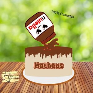 Topo de Bolo Nutella Camadas Arquivo de Corte Studio/PDF