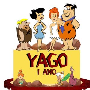 Topo de Bolo Os Flintstones em Camadas - Arquivo de Corte