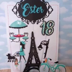 Topo de Bolo Paris Azul + Arquivos a Sua Escolha