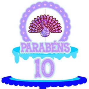 Topo de Bolo Pavão 2 + 4 Arquivos a Sua Escolha
