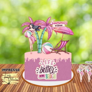 Topo de Bolo Pink Girl 02 Arquivo de Corte Studio