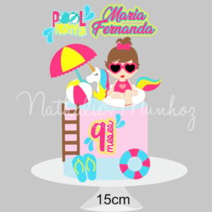 Topo de Bolo - Pool Party - Arquivo de Corte