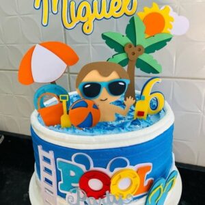 Topo de Bolo Pool Party Menino Arquivo de Corte