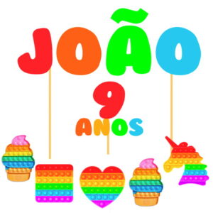 Topo de Bolo Pop-it com Nome e Idade - Arquivo Digital