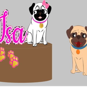 Topo de Bolo Pugs + Arquivos a Sua Escolha