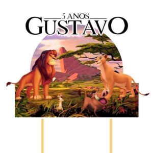 Topo de Bolo Rei Leão com Nome e Idade - Arquivo Digital