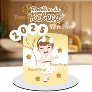 Topo de Bolo - Reveillon Menina Rebeca