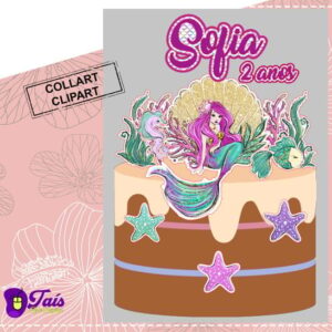 Topo de Bolo Sereia 2 - Arquivo de Corte Studio PDF