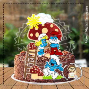 Topo de Bolo Smurfs - Ref 3131 Arquivo Digital