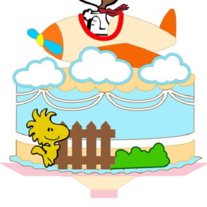 Topo de Bolo Snoopy Aviador + 4 Arquivos a Sua Escolha