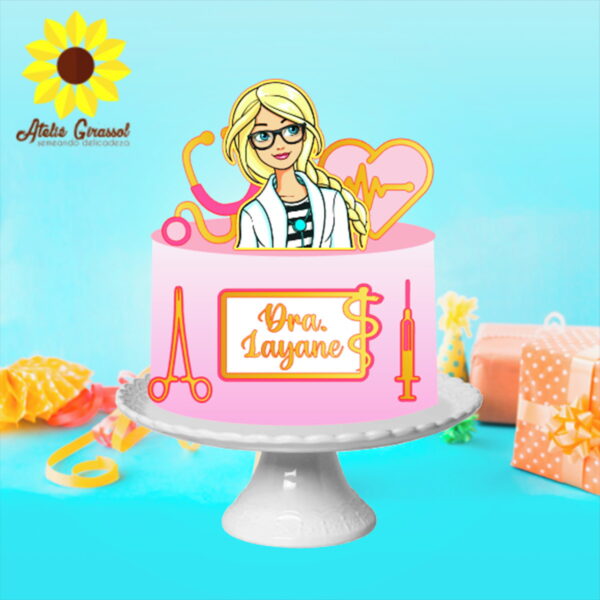 013 Arquivo de Corte Topo de Bolo Barbie Médica Ganhe +3prod