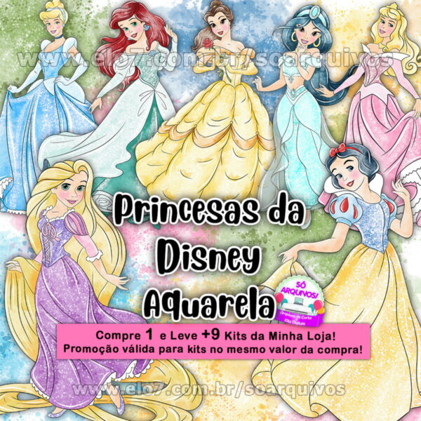 Kit Digital Princesas da Disney Aquarela 1