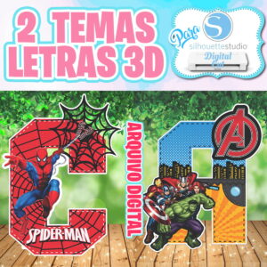 2 Arquivos de Corte Letras 3d Homem Aranha + Vingadores - 03