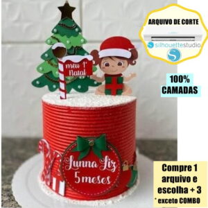 203- Arquivo de Corte Topo de Bolo Meu Primeiro Natal