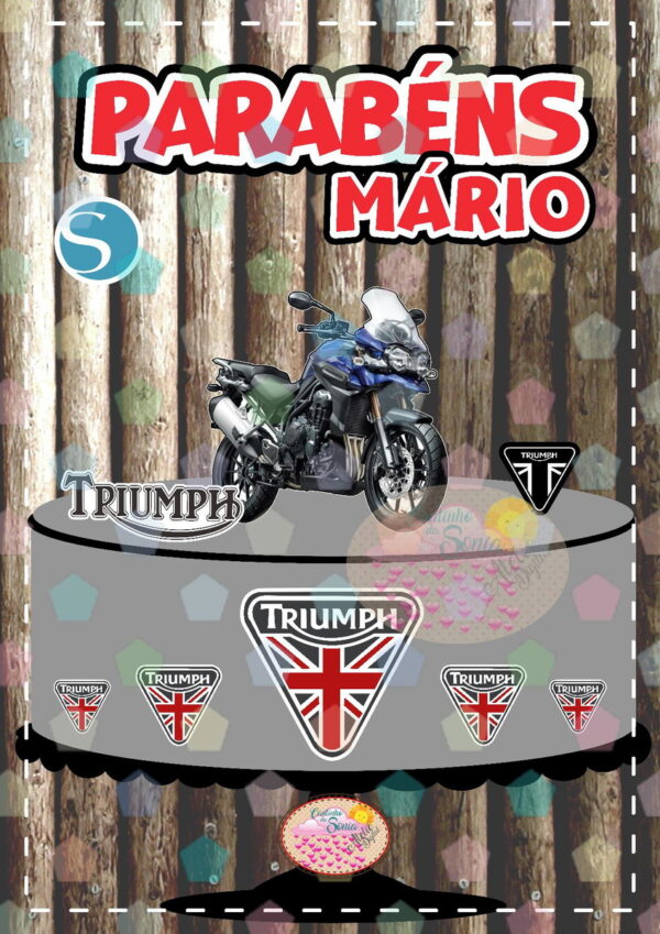 2173 - Arquivo topo de bolo MOTO TRIUMPH - STUDIO