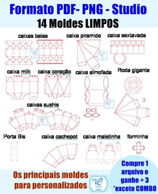 231- Arquivo de Corte Moldes Limpos SILHOUETTE- PNG e PDF