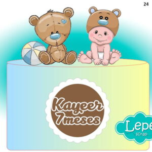 M24 Topo de bolo Ursinho e Bebê - mesversário