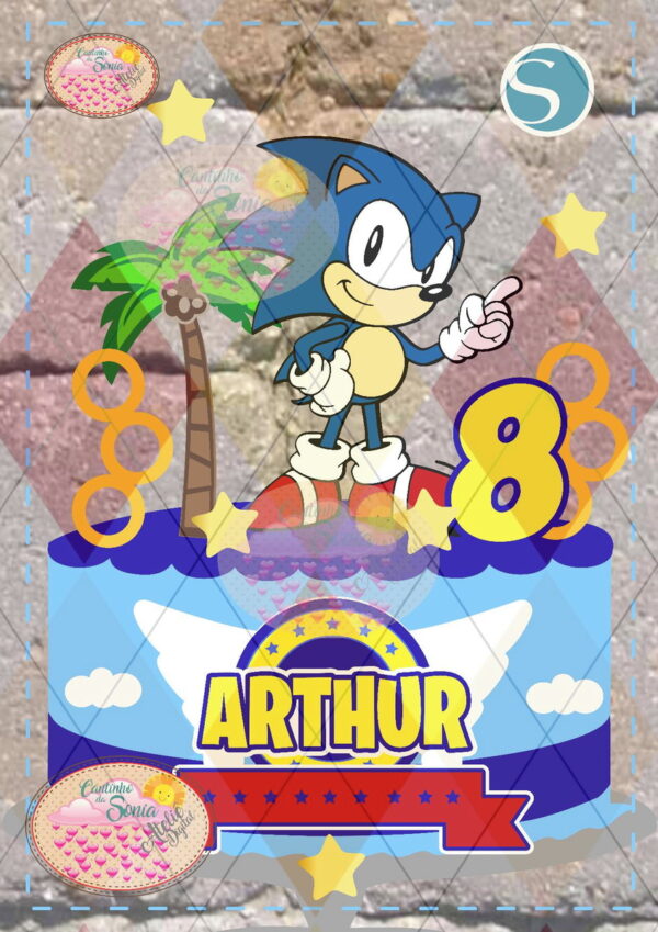 2404 - Arquivo de corte Topo de Bolo SONIC - STUDIO