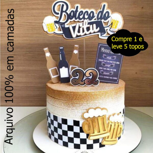 338 - Arquivo de corte topo de bolo boteco em camadas