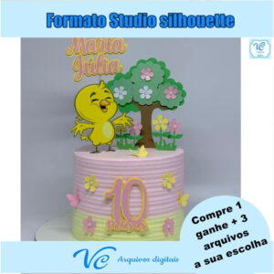 347- Arquivo de Corte Topo de Bolo Pintinho Amarelinho