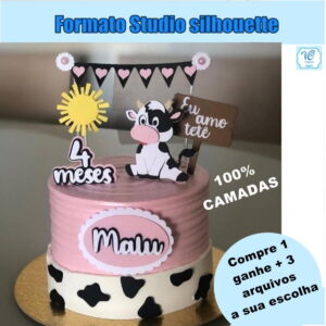 348- Arquivo de corte Topo de bolo Vaquinha Camadas