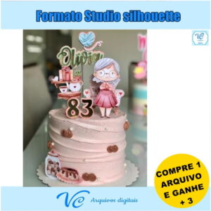 360- Arquivo de corte topo de bolo Vovó Costureira Aquarela