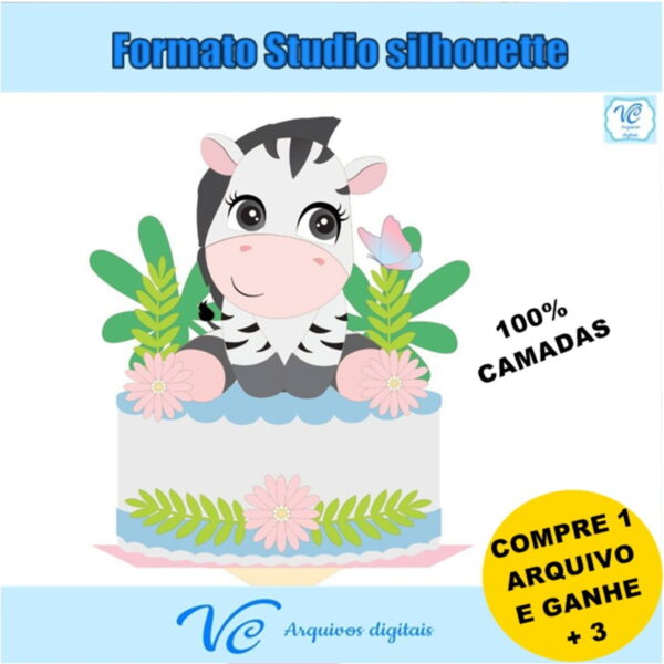 367- Arquivo de Corte Topo de Bolo Zebra Cute