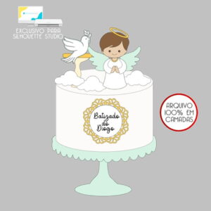 45 - Arquivo Topo de Bolo Batizado Anjinho Menino