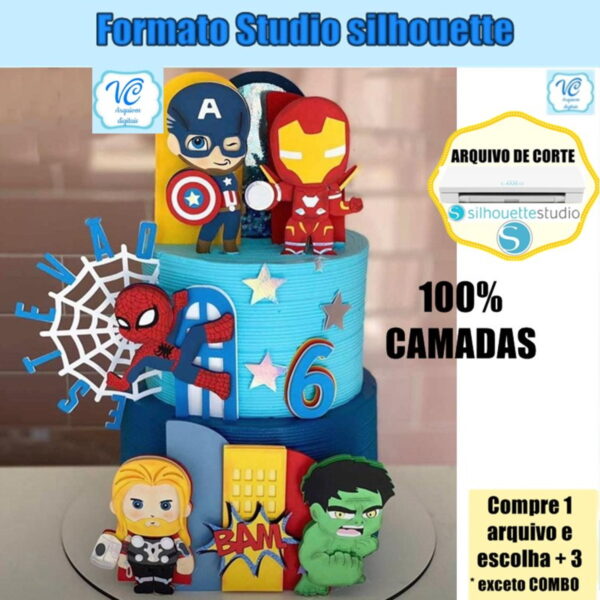 455- Arquivo de Corte Topo de Bolo Vingadores Camadas
